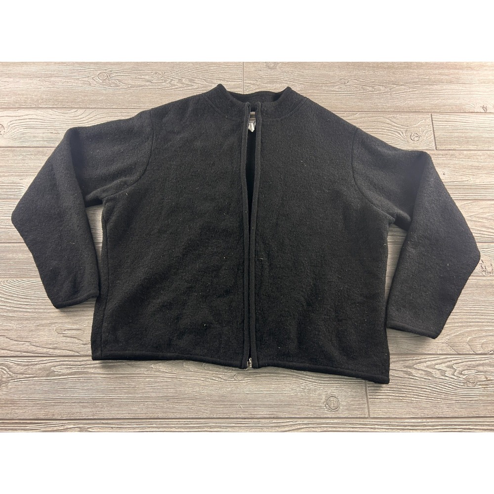 Womens Coldwater Creek Wool Cardigan Full Zip Sweater Jacket Size 1X Black
